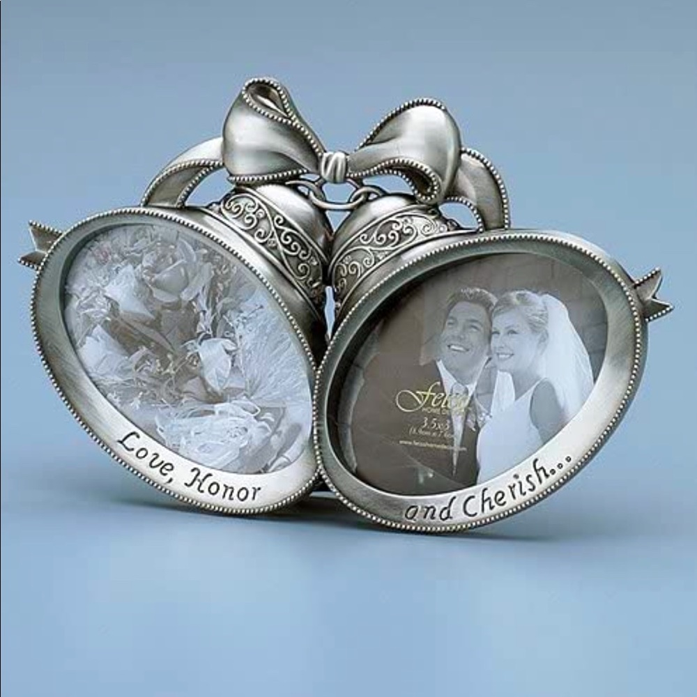 Love, Honor and Cherish Double Bell Picture Frame